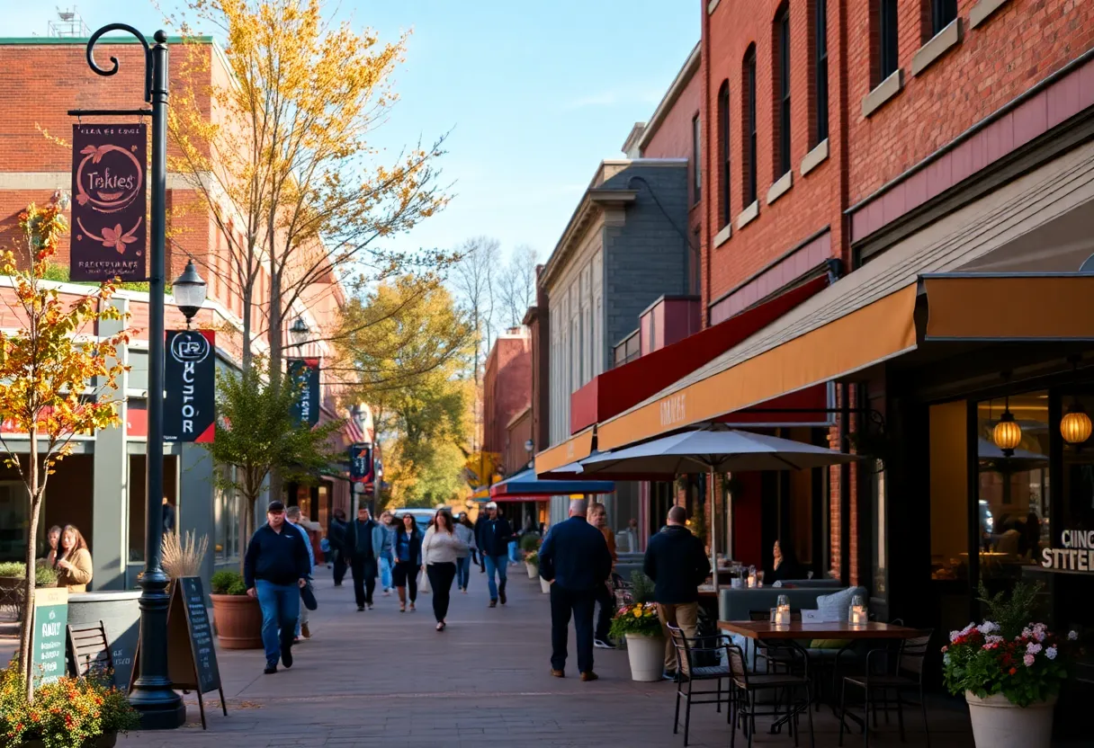 Exterior view of new restaurants in Birmingham with customers dining outside