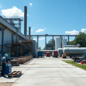 OSG production facility in Birmingham with employees.