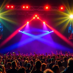 Crowd enjoying a Phish concert at Coca-Cola Amphitheater in Birmingham