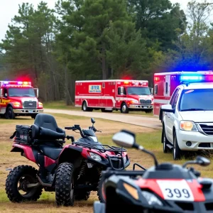 Scene of ATV park after a serious incident in Piedmont, Alabama.