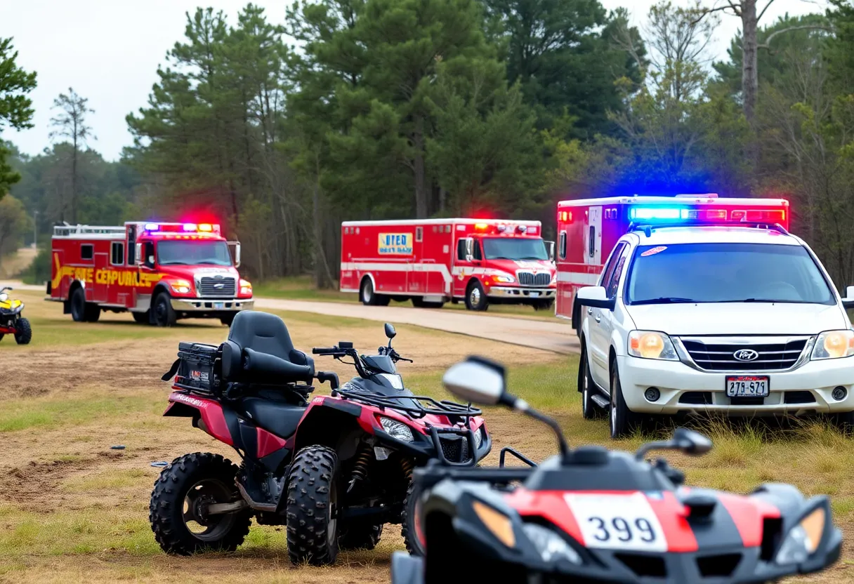 Scene of ATV park after a serious incident in Piedmont, Alabama.