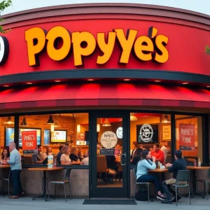 Exterior view of the new Popeye's restaurant at Cahaba Park in Birmingham.