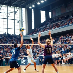 Samford volleyball team competing during the Alabama Challenge