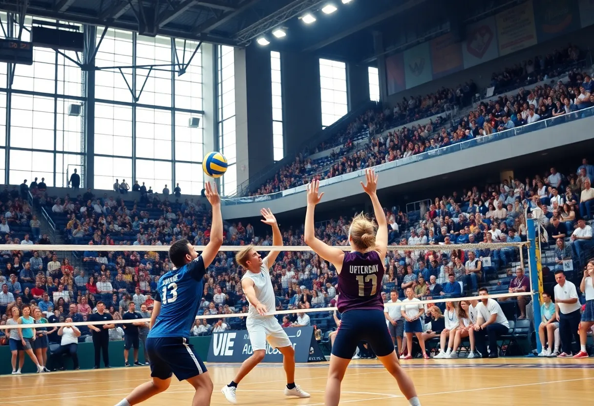 Samford volleyball team competing during the Alabama Challenge