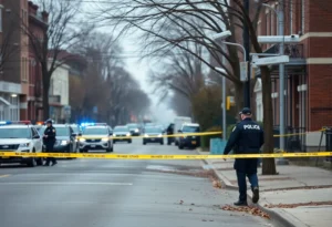 Police officers at the scene of a shooting in Birmingham
