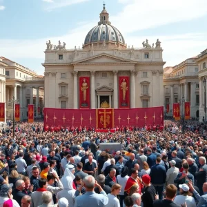 Crowd in St. Peter's Square during a saint canonization ceremony.