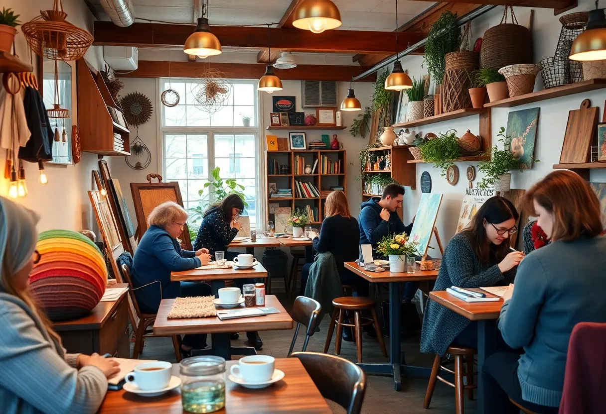 Visitors enjoying crafting activities at The Craft Room in Birmingham