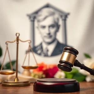 A tribute with gavel and scales of justice for Teresa Tanner Pulliam