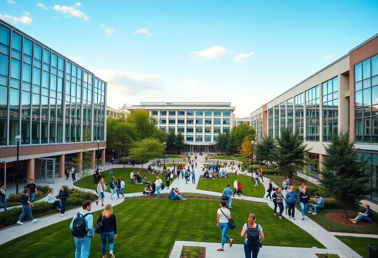Students enjoying UAB campus