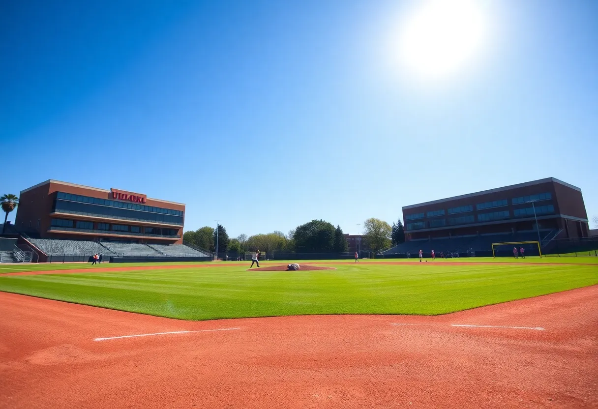 UAB Softball Field with bright skies