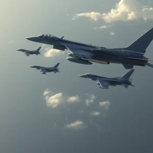 Military jets over the Caribbean Sea symbolizing escalating tensions between Venezuela and the U.S.