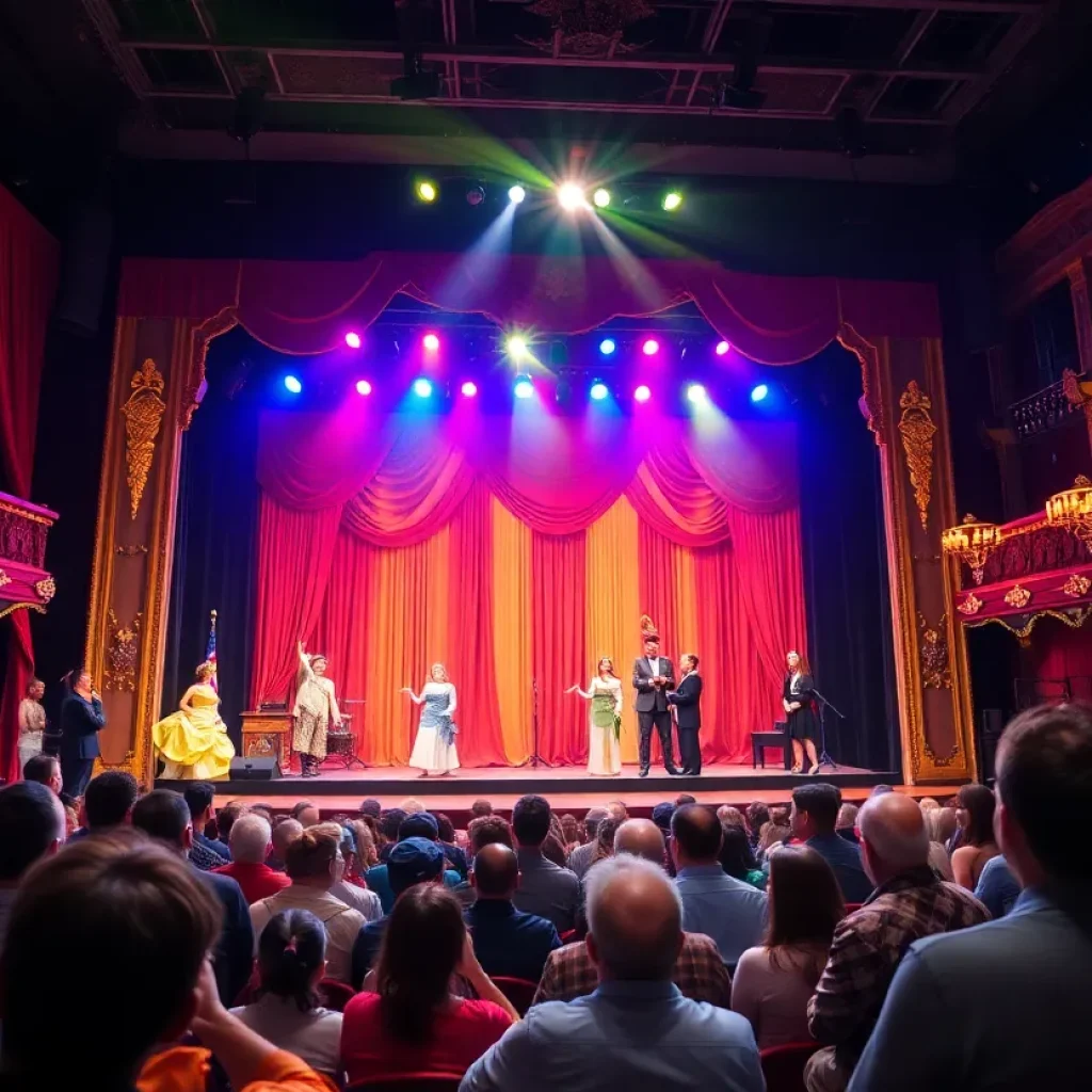 Theater stage set for Wicked musical