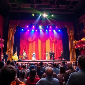 Theater stage set for Wicked musical