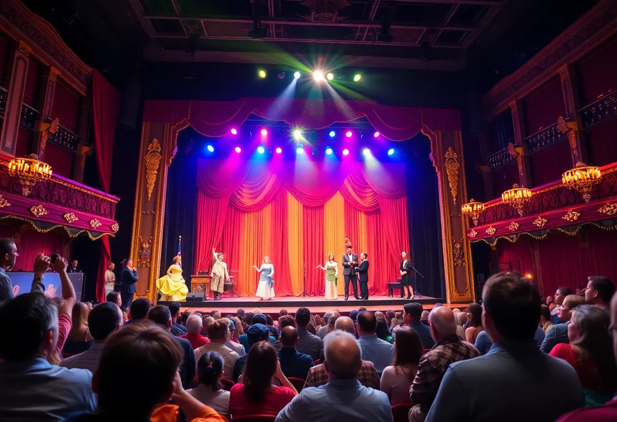 Theater stage set for Wicked musical