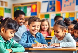 Students in a diverse classroom benefiting from educational support in Alabama