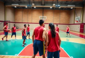 Alabama women's basketball team practicing on court