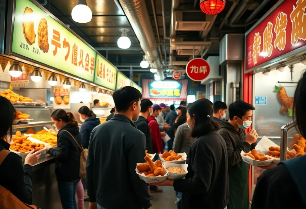 People enjoying fried chicken at B’Ham Chicken and The Chicken Spot in Birmingham