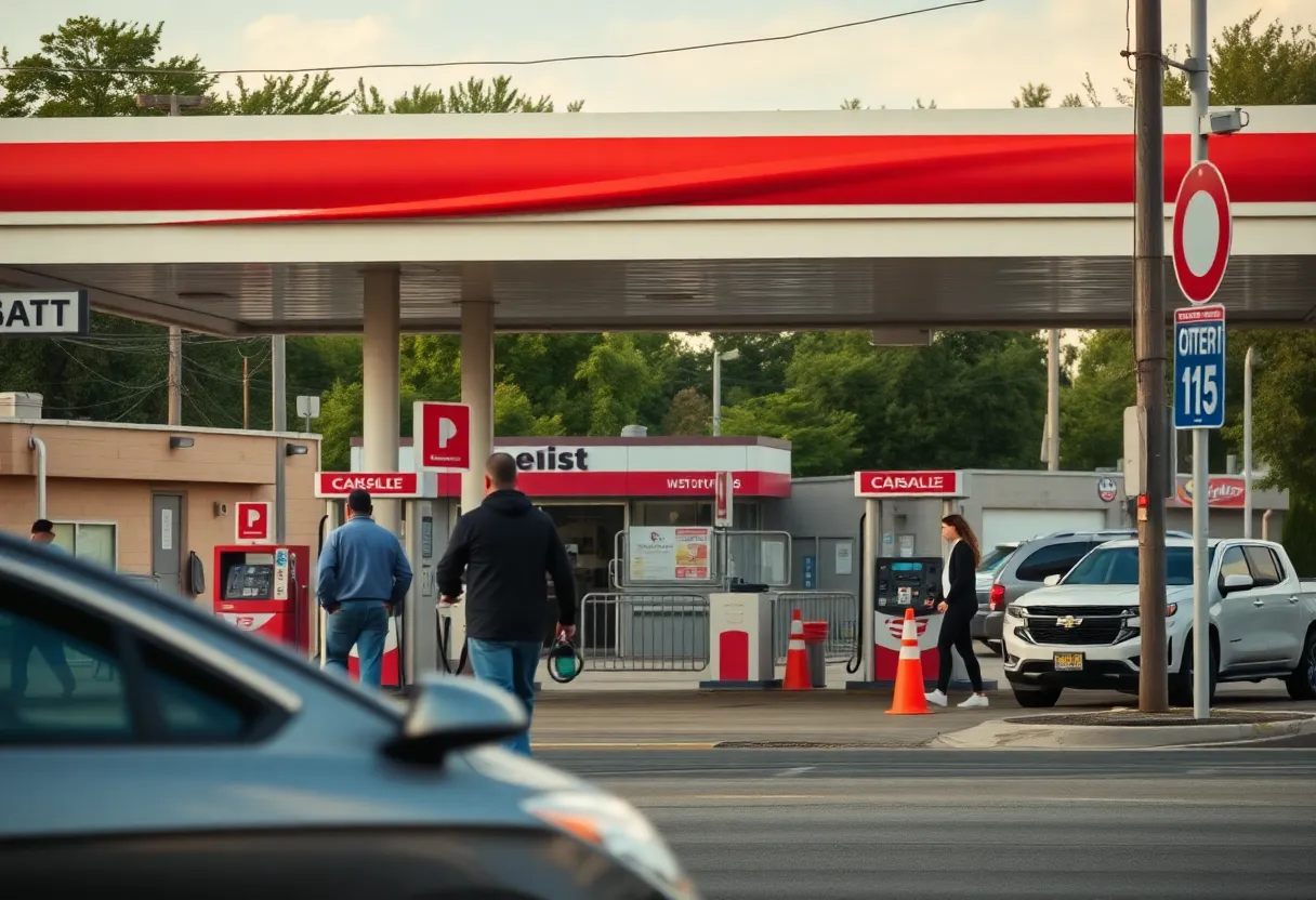 Scene of a gas station in Birmingham where a shooting occurred