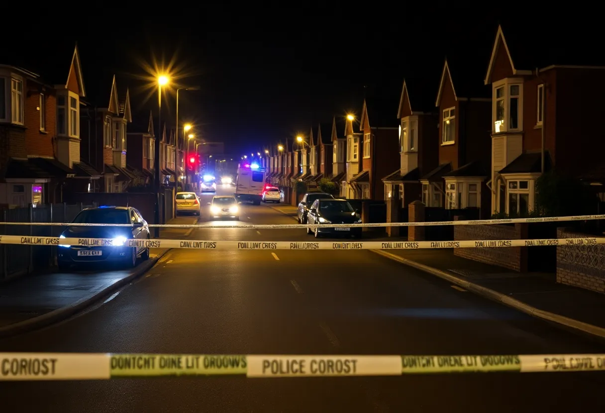 Crime scene in Birmingham with police presence