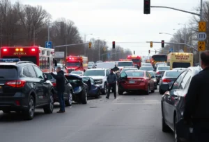 Emergency response at a multi-vehicle crash scene in Birmingham, Alabama