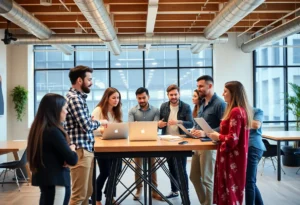 Entrepreneurs collaborating in Birmingham's startup scene