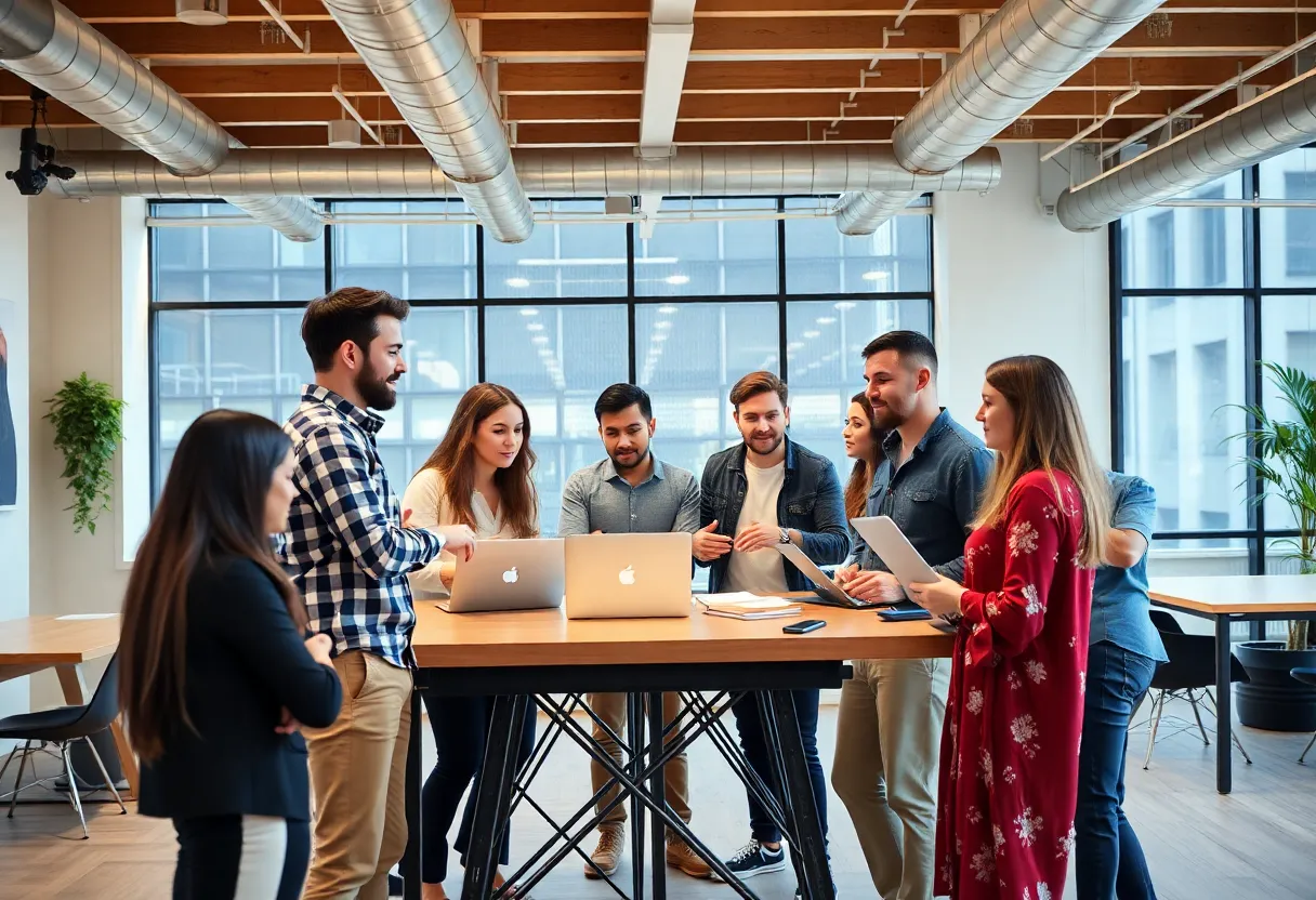 Entrepreneurs collaborating in Birmingham's startup scene