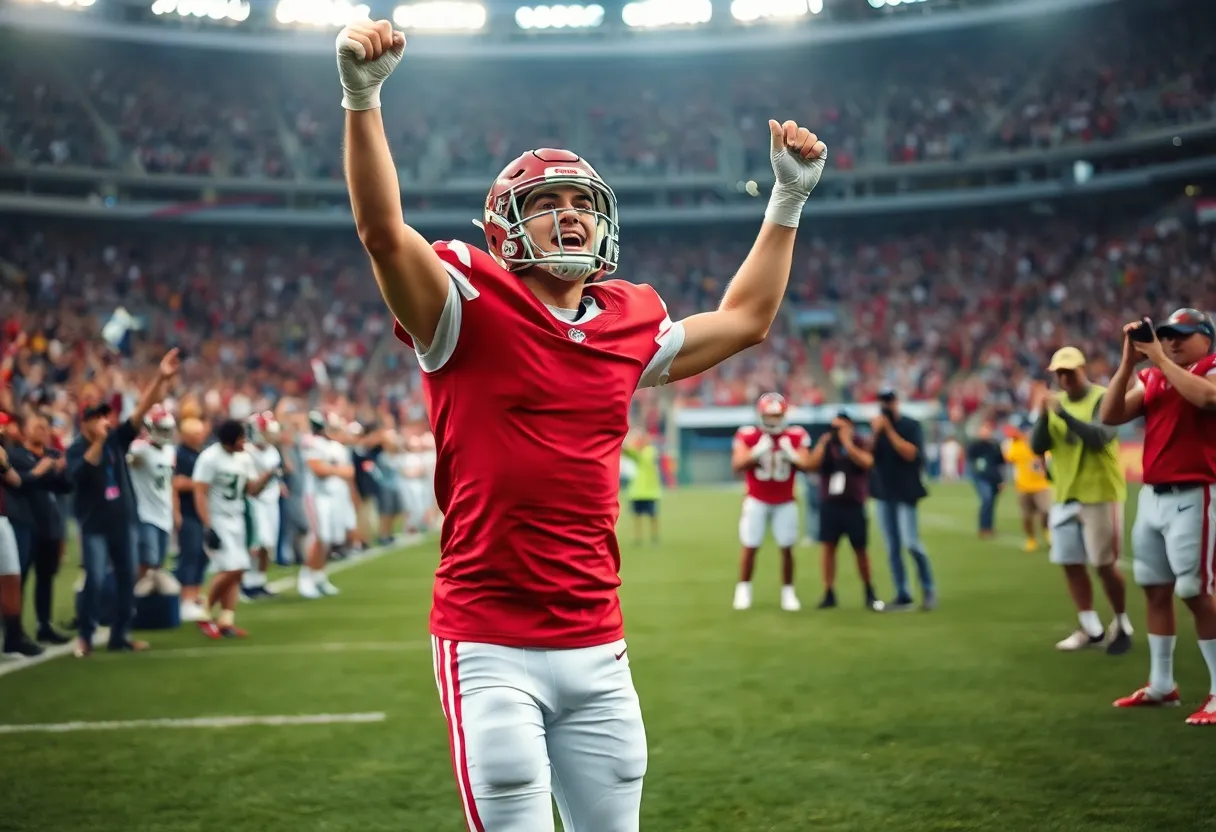 Carver-Birmingham football team celebrating their win.