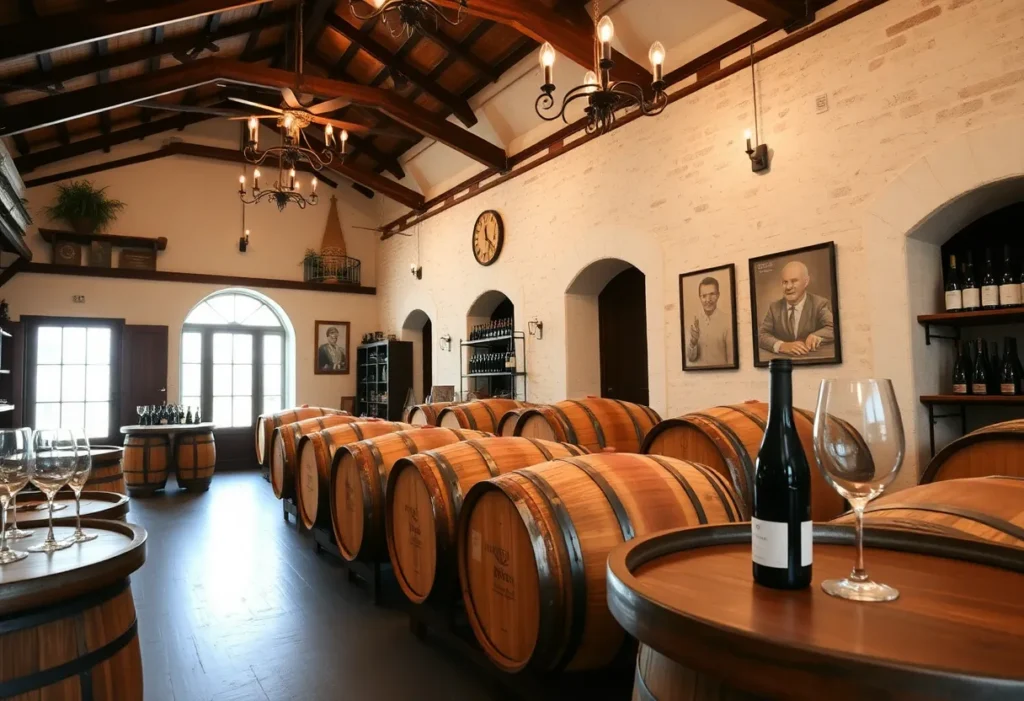 Interior of Chateau Bevvy winery with vintage decor