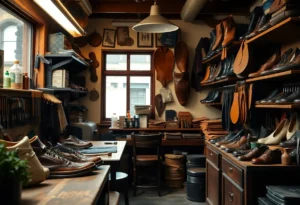Interior of the Homewood Shoe Hospital with leather goods and repair tools