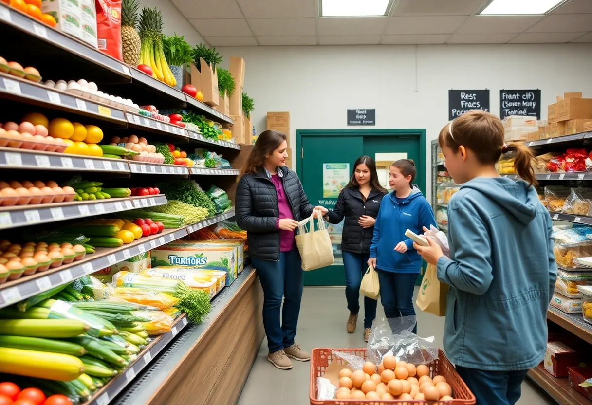 In-school grocery store at Huffman Middle School with fresh produce