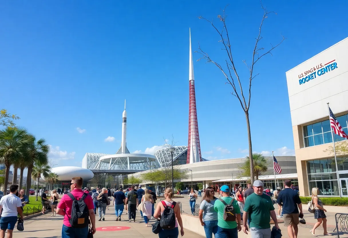 Tourists enjoying attractions in Huntsville, Alabama
