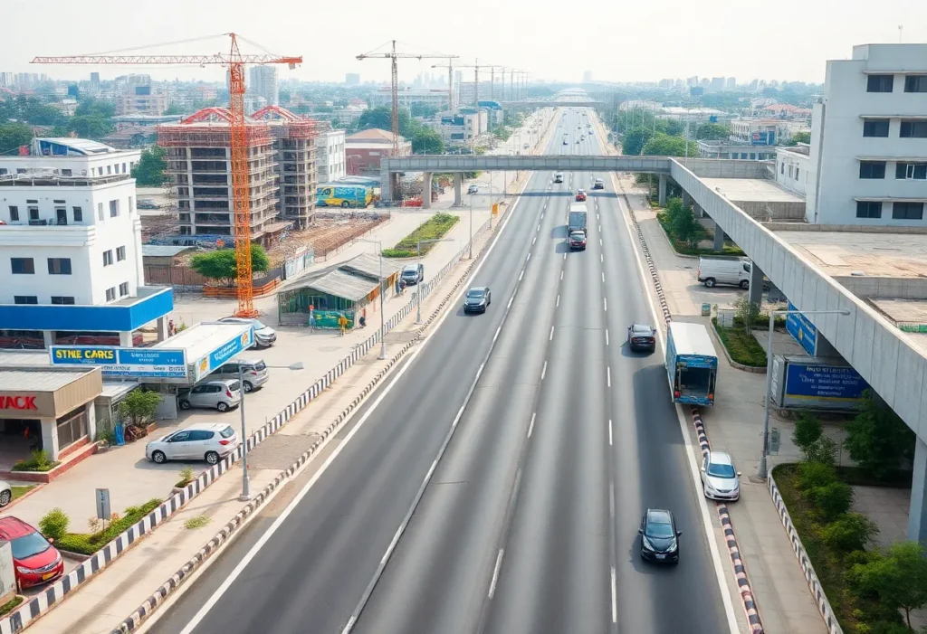 Construction and commercial development along Interstate 22
