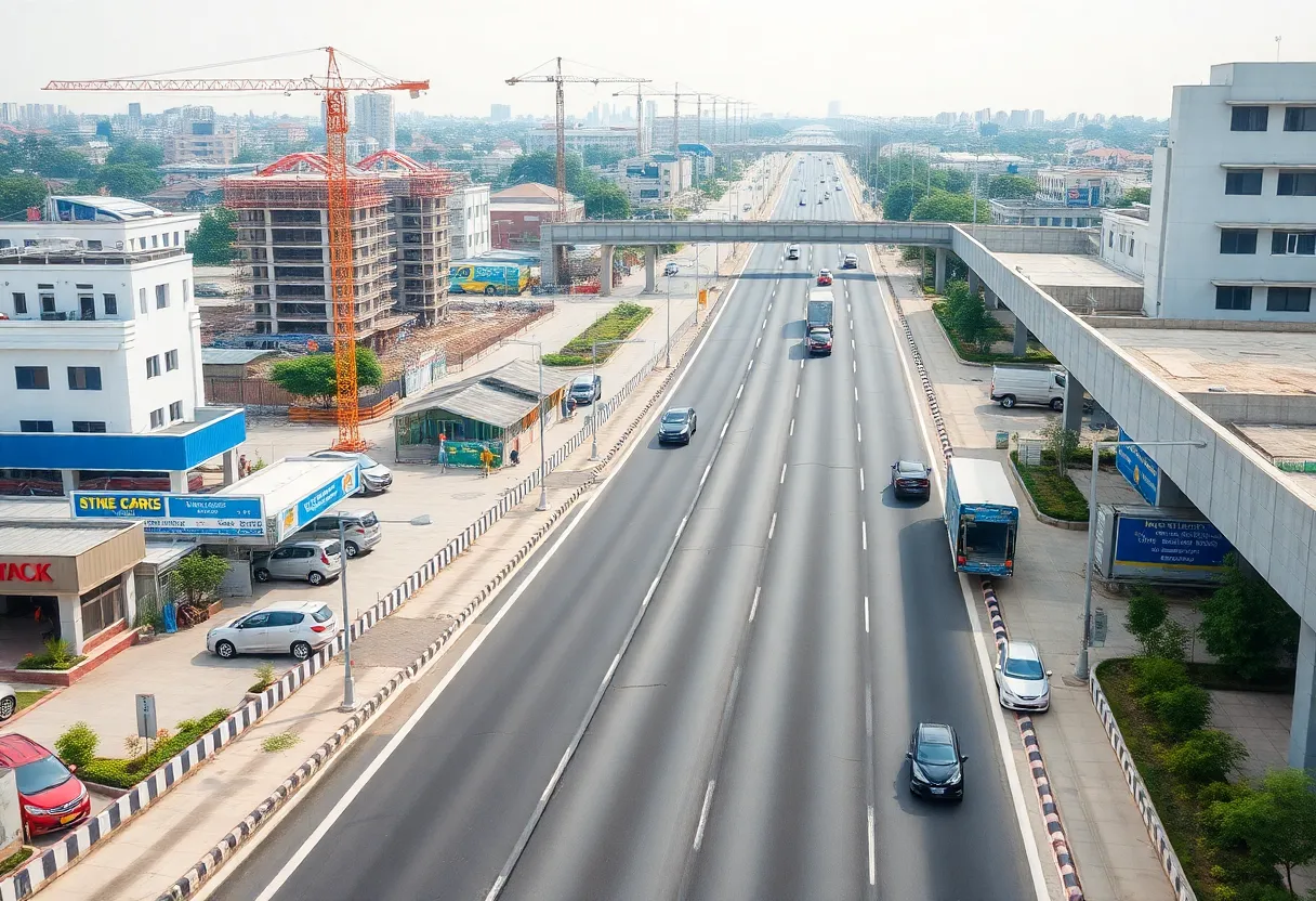 Construction and commercial development along Interstate 22