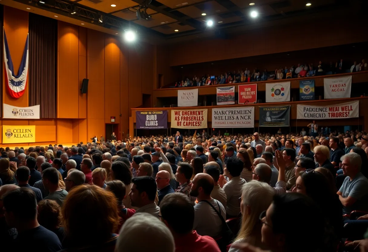 Audience at Alabama Theatre during Kamala Harris book tour event
