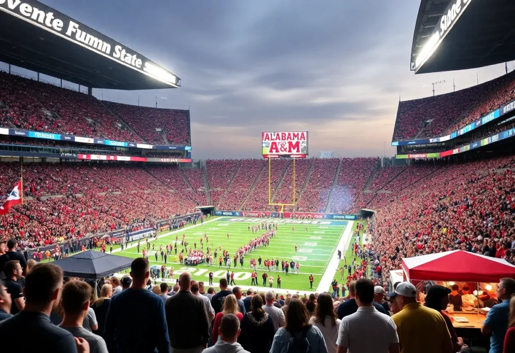 Vibrant scene of Magic City Classic football event at Legion Field