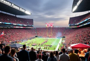 Vibrant scene of Magic City Classic football event at Legion Field