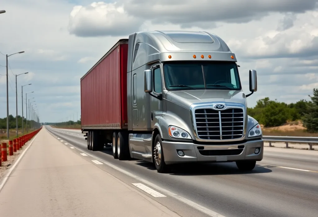 Empty freight truck on deserted road signifying bankruptcy