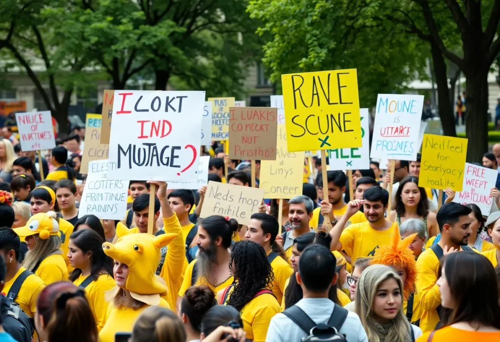 Crowd of protesters at the No Kings protest in Birmingham