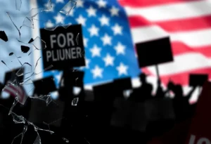 Abstract image depicting the turmoil of political violence in America.