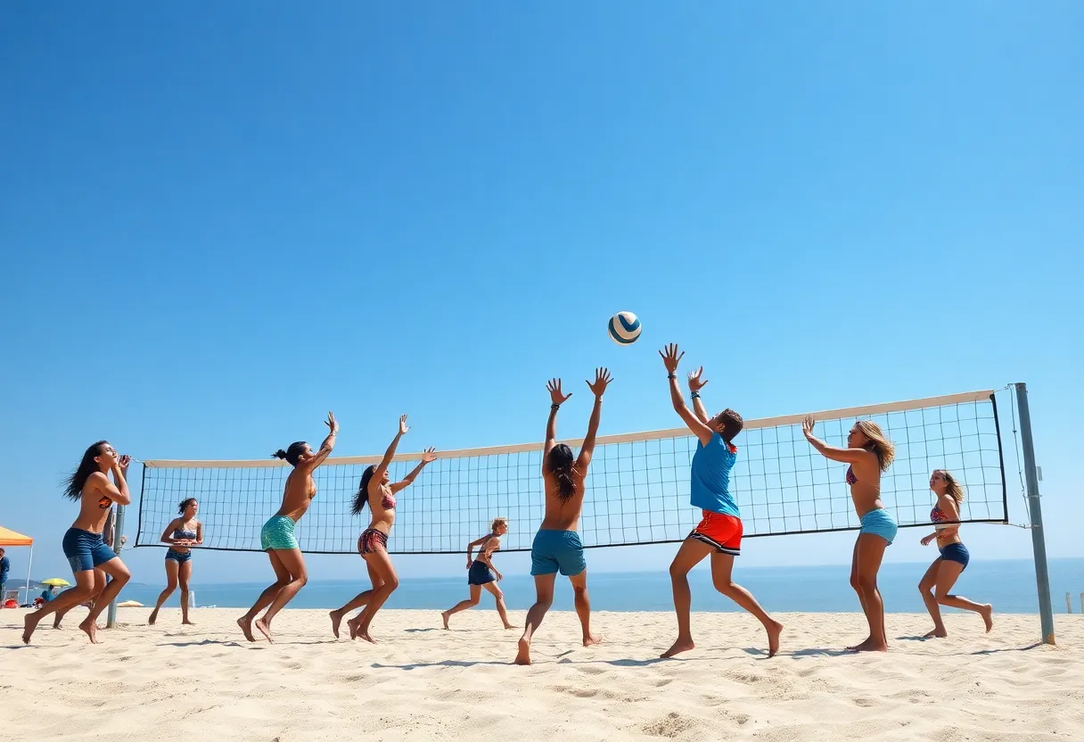 Tulane beach volleyball team competing at UAB tournament