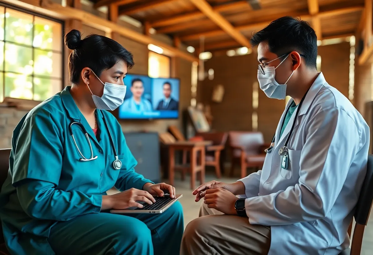 Medical professionals engaging in remote consultation through technology.