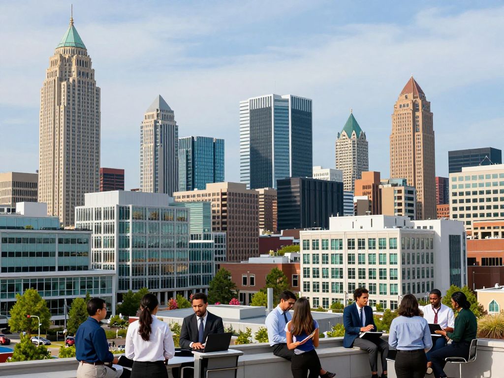 A bustling skyline representing Birmingham's business growth and innovation.