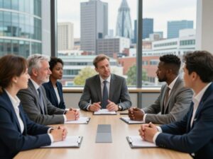 A diverse group of business leaders collaborating in Birmingham