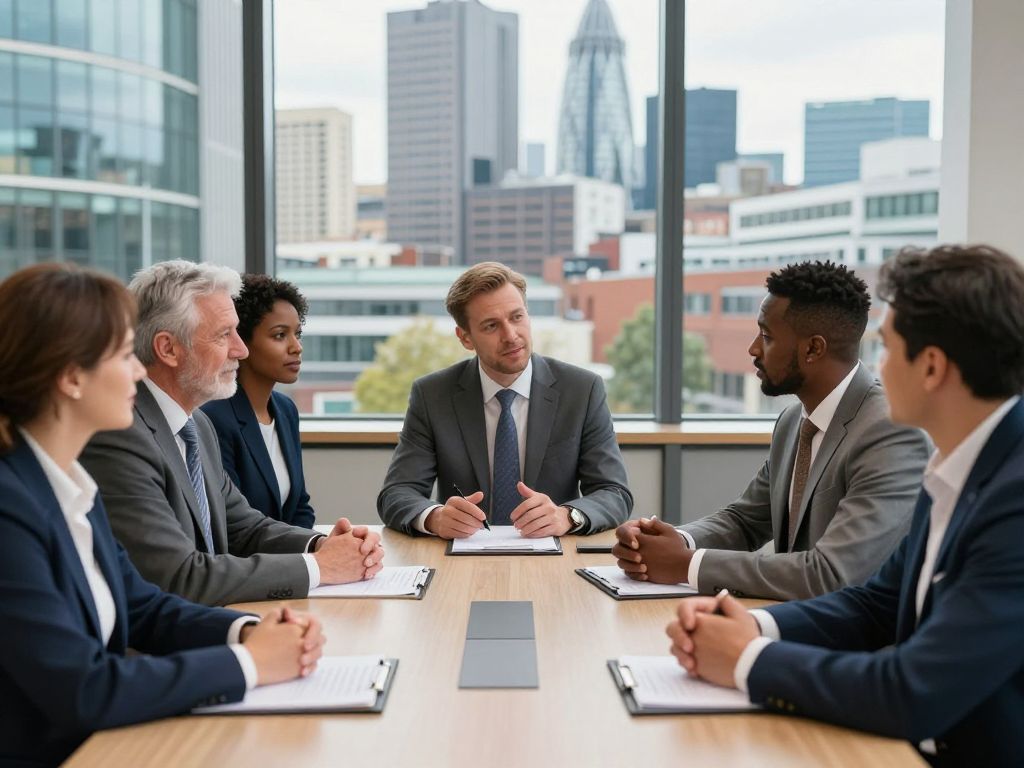 A diverse group of business leaders collaborating in Birmingham