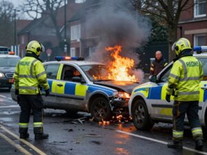 Car engulfed in flames after a crash in Birmingham