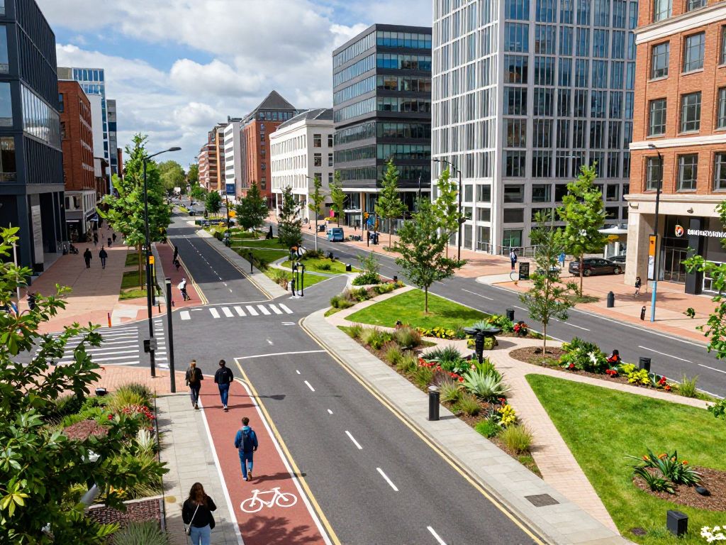 Design concept for Birmingham Civil Rights Crossroads showcasing multimodal transportation improvements.