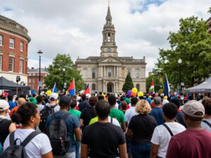 Community gathering in Birmingham highlighting activism and justice