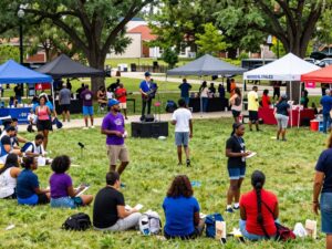 People enjoying free community events in Birmingham, AL.