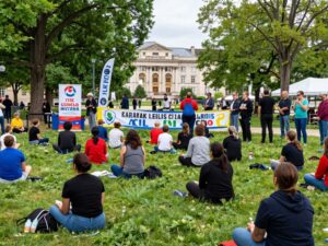 Community members participating in civic engagement activities in Birmingham on MLK Day.