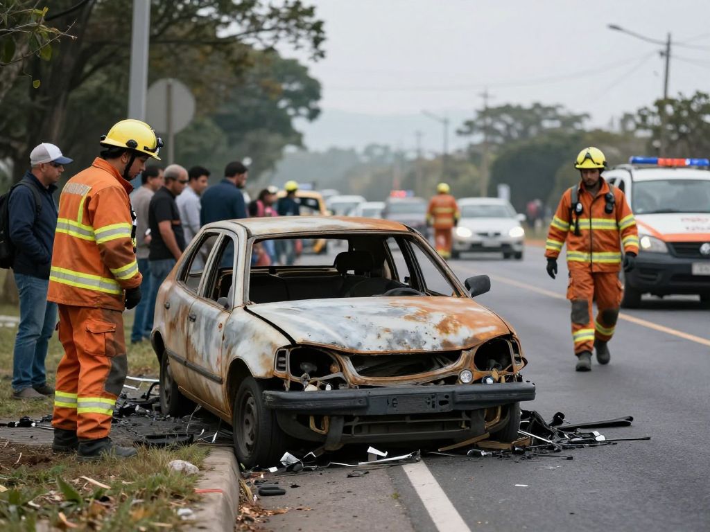 Burnt vehicle on Birmingham road